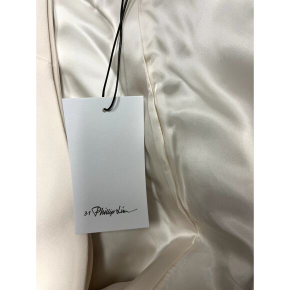 3.1 PHILIP LIM $850 Ivory Heavy Cady Wrap V-Neck Belted Blazer Jacket Size 2 - Picture 6 of 7
